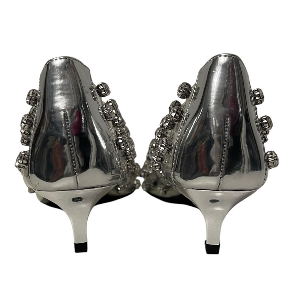 NWT ZARA Clear Vinyl Rhinestone Embellishments Pointed Toe Kitten Heels 37 - Picture 10 of 12